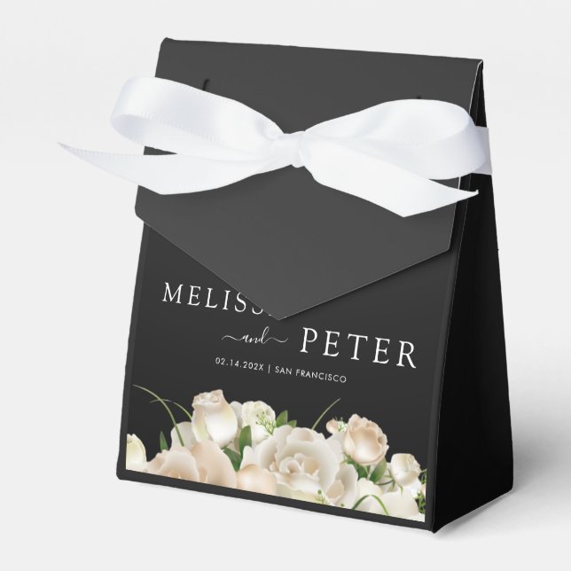  Floral Black  Wedding Favor Box (Front Side)