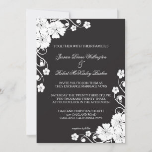 Floral Black & White - Wedding Invitation