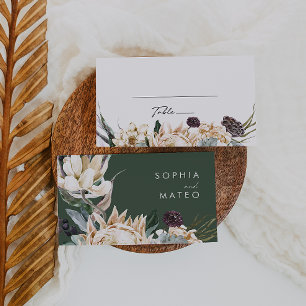 Floral blanc   Carte Mariage Vert foncé