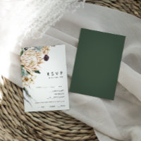Floral blanc | Carte RSVP de choix au menu Vert fo
