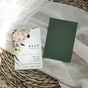 Floral blanc   Carte RSVP de choix au menu Vert fo
