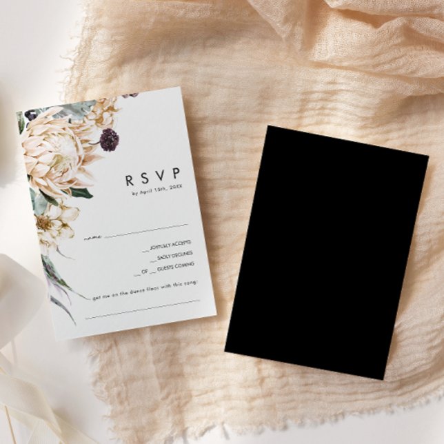 Floral blanc | Carte RSVP de demande de chanson no (Créateur téléchargé)