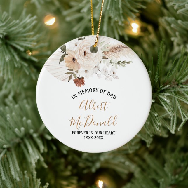 Floral blanc en mémoire de papa ornement de Noël (Arbre)
