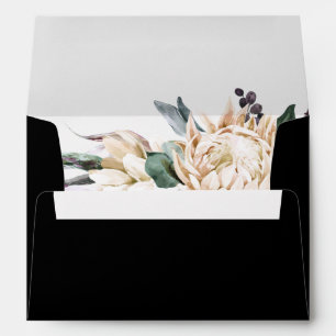 Floral blanc   Enveloppe Faire-part de mariage noi