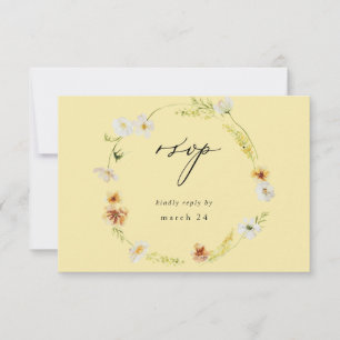 Floral blanc et jaune w Repas RSVP - Jaune