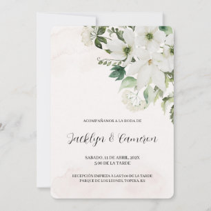 Floral blanc Faire-part de mariage espagnol
