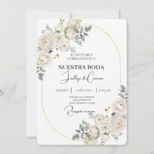 Floral blanc Faire-part de mariage espagnol