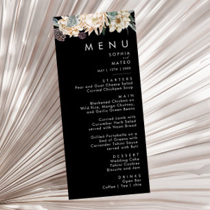 Floral blanc   Menu du dîner Mariage noir