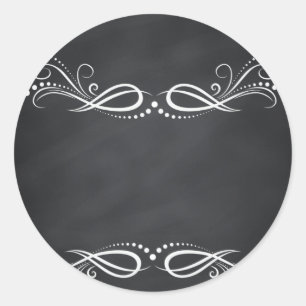 Floral Blank Faux Chalkboard  Curves Customize Classic Round Sticker