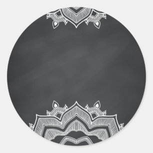 Floral Blank Faux Chalkboard  Curves Customize Classic Round Sticker