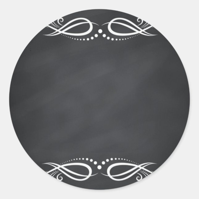 Floral Blank Faux Chalkboard  Curves Customize Classic Round Sticker (Front)