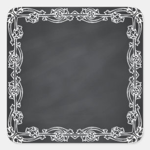 Floral Blank Faux Chalkboard  Curves Customize Square Sticker