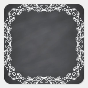 Floral Blank Faux Chalkboard  Curves Customize Square Sticker