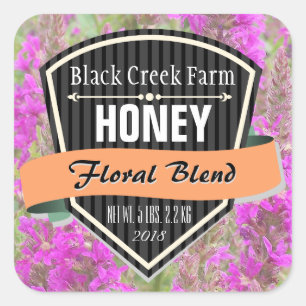 Floral Blend Personalized Honey Jar Square Sticker