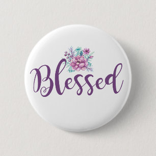Floral Blessed 2 Inch Round Button