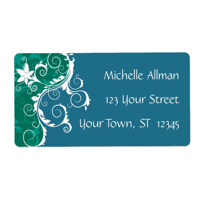 Floral bleu Avery Étiquette (Devant)