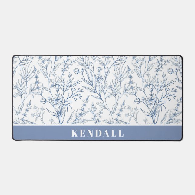 Floral bleu clair et bleu clair et blanc (Recto)