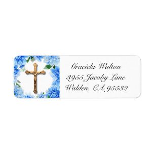 Floral bleu Dahlias Crucifix