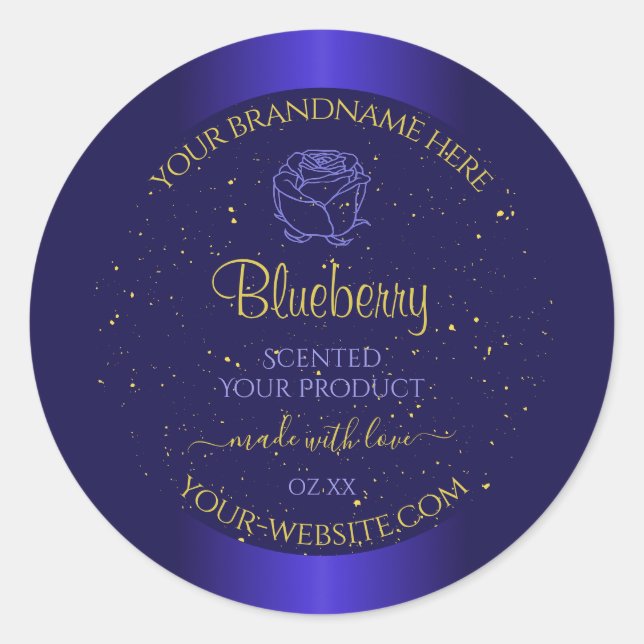 Floral Bleu Étiquettes de Parties scintillant or d (Devant)