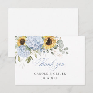 Floral bleu Hydrangea tournesol Mariage Merci