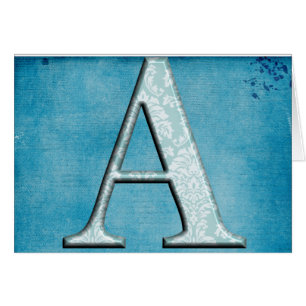 Floral bleu Imprimer Un monogramme initiales Cadea