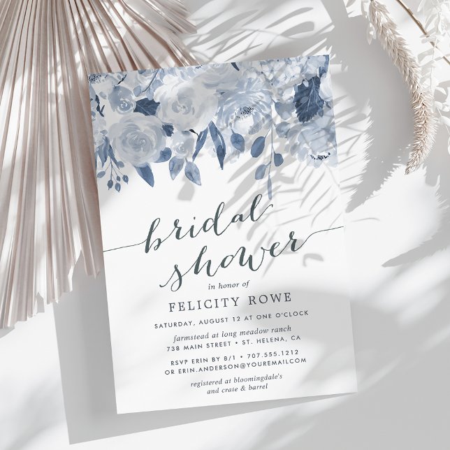 Floral bleu mi-été | Invitation de douche nuptiale (Créateur téléchargé)