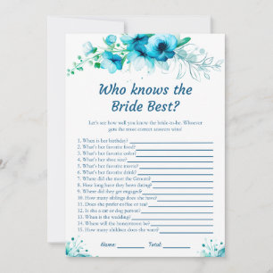 Floral bleu qui connaît la mariée meilleures carte