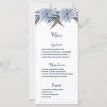 Floral bleu simple et élégant | menu mariage