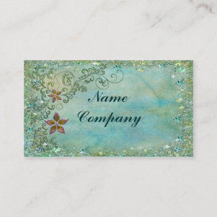 Floral Bling in Turquise Blue Business Card