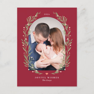 Floral Bliss Christmas Holiday Photo Card Postcard