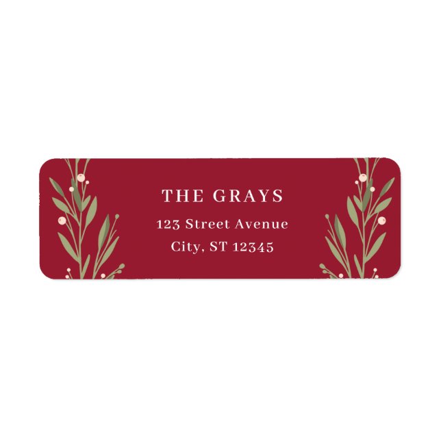 Floral Bliss Holiday Return Address Labels (Front)
