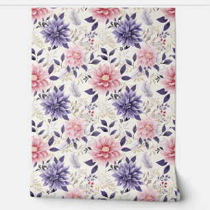 Floral Bliss Petite - Purple, Pink, Beige - Glam Wallpaper
