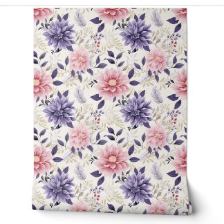 Floral Bliss Petite - Purple, Pink, Beige - Glam Wallpaper