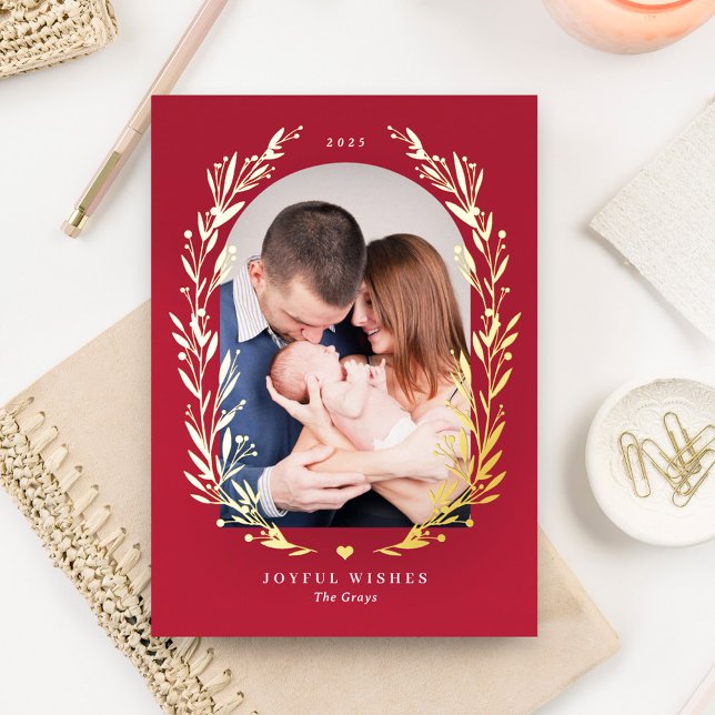 Floral Bliss REAL FOIL Christmas Holiday Card (Creator Uploaded)