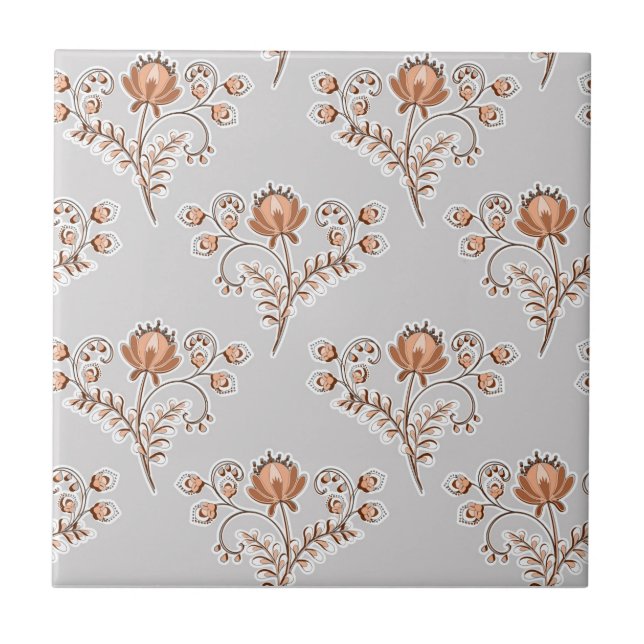 Floral block print. tile (Front)