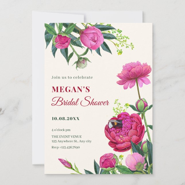 Floral bloom bridal shower invitation (Front)