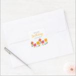 Floral Bloom Colourful Happy Birthday Grandma Part Square Sticker<br><div class="desc">Modern floral blooms,  orange, yellow and red with  colourful text happy birthay grandma</div>