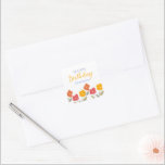 Floral Bloom Colourful Happy Birthday Grandma Part Square Sticker<br><div class="desc">Modern floral blooms,  orange, yellow and red with  colourful text happy birthay grandma</div>