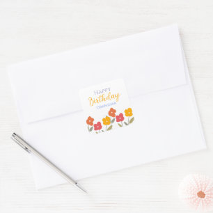 Floral Bloom Colourful Happy Birthday Grandma Part Square Sticker