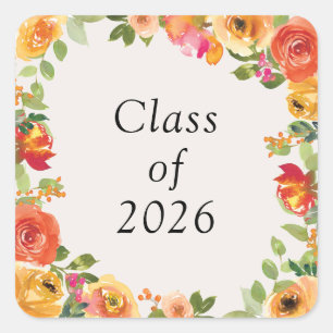 Floral Bloom Frame Class of 2024 Matching Sticker