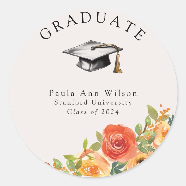 Floral Bloom Graduation Sticker (Front)