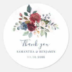 Floral Bloom Greenery Wedding Thank You Classic Round Sticker