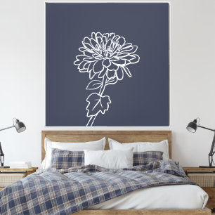 Floral Bloom Minimalist Lines Custom Background Canvas Print