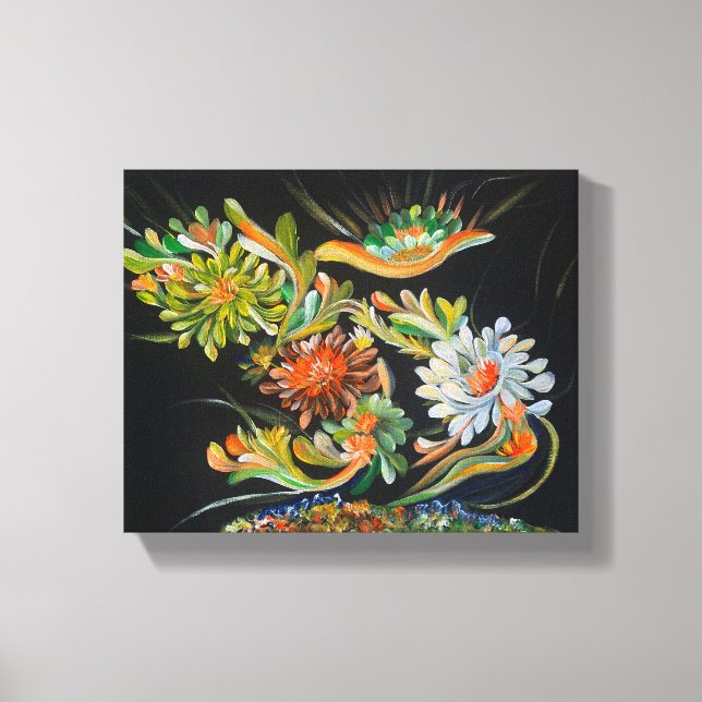 Floral Bloom - Om Canvas Painting (Front)