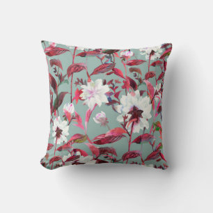 Floral bloom. Watercolor flowers seamless pattern. Throw Pillow