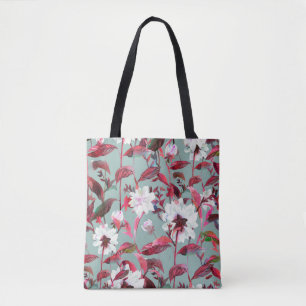 Floral bloom. Watercolor flowers seamless pattern. Tote Bag