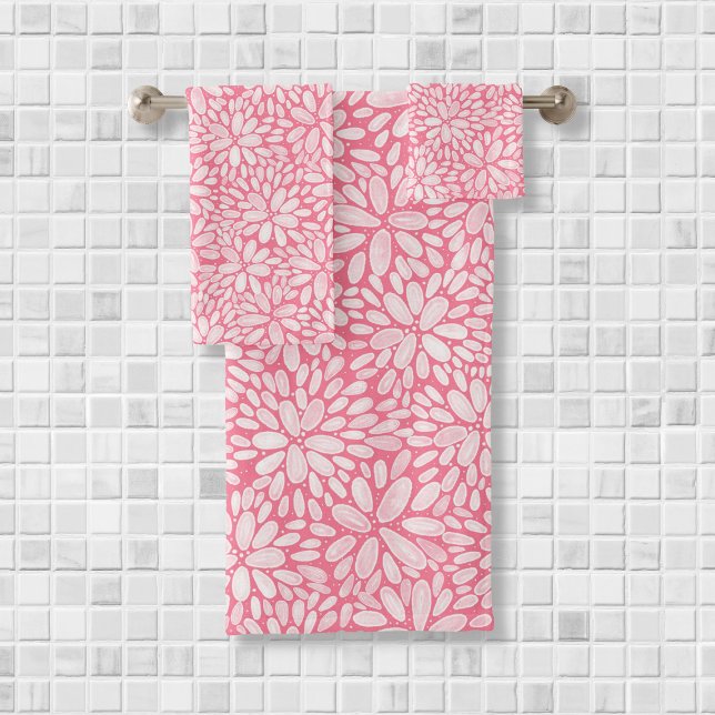 Floral Bloom Watercolor Pattern Bath Towel Set (Creator Uploaded)