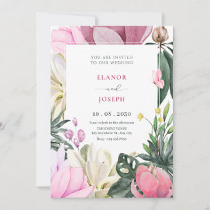 Floral bloom watercolor wedding invitation