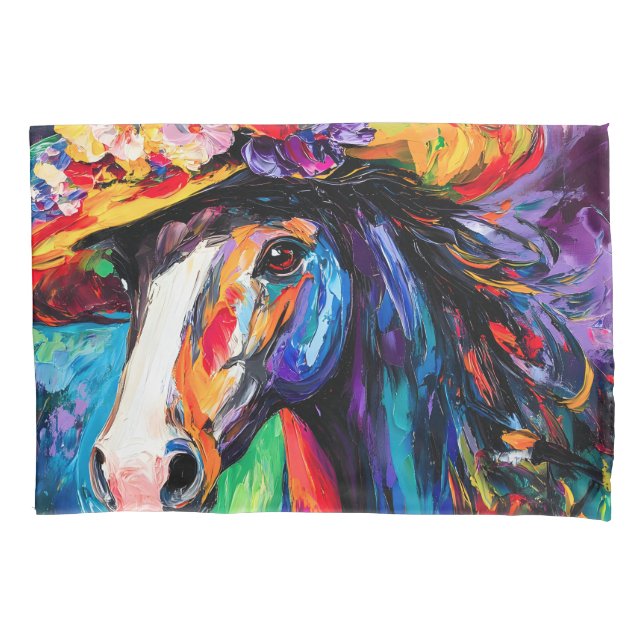 Floral Blooming Stallion Pillowcase (Front)