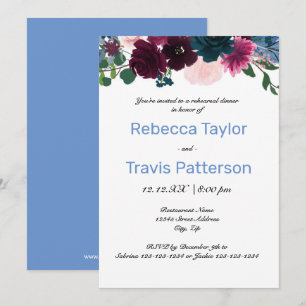 Floral Blooms Blue - Rehearsal Dinner Invitation